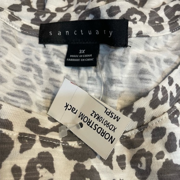 Anthropologie Sanctuary T Shirt Dress Animal Print White Gray 3X - Picture 3 of 7